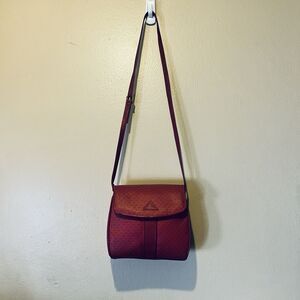 Vintage 1984 Liz Claiborne Red Crossbody Bag Leather Trim